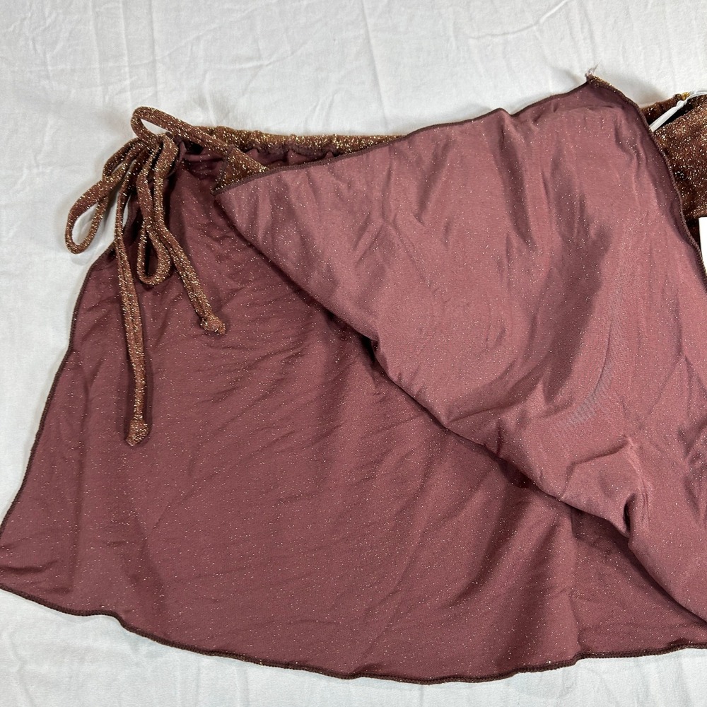 Betty Jade Swim Brown Lurex Foil Skirt Swim Coverup Medium 12575SR-CAPC - Picture 9 of 10